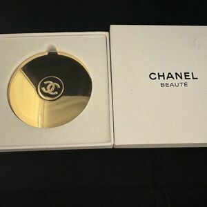 CHANEL Gold Round Compact Mirror GWP with Interlocking CC